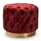 Baxton Studio Valeria Red Velvet Upholstered Gold-Finished Button Tufted Ottoman 152-9377 - alternate 1